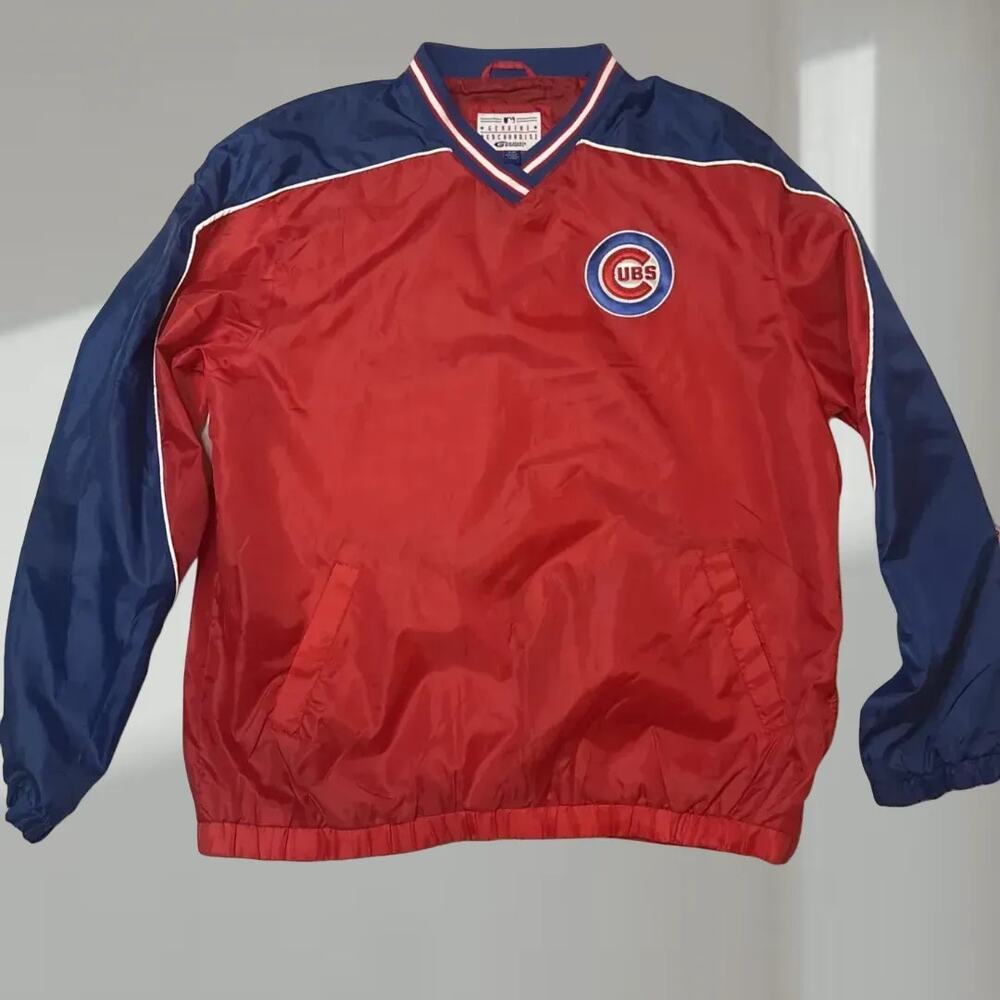 Chicago Cubs Windbreaker-Vintage-90's G-III Sports by Carl Banks–Red/Navy-Size L